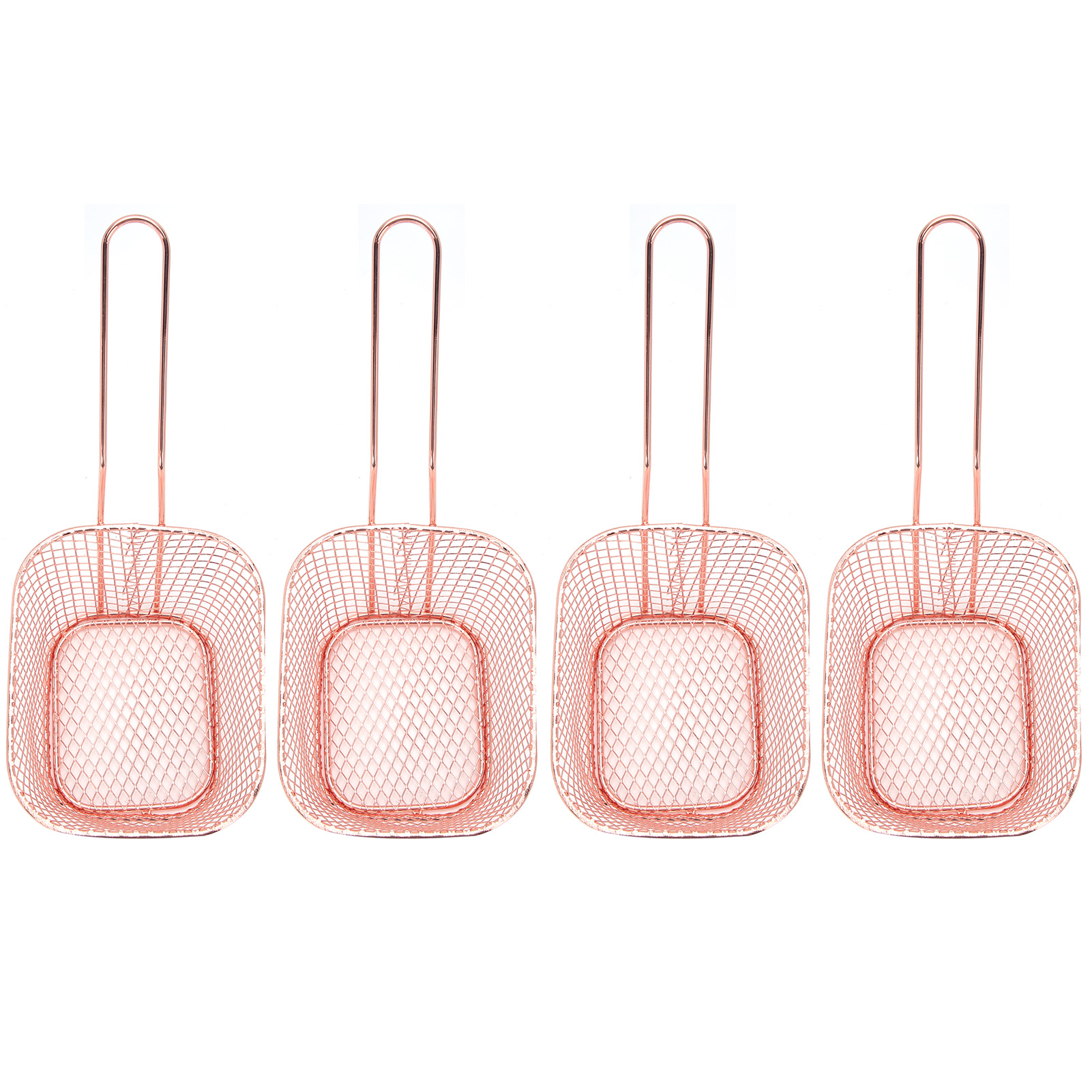 4-teiliges Frittiernetz Aus Edelstahl, Kochsieb Für Pommes Frites, Küchenhelfer, Roségold