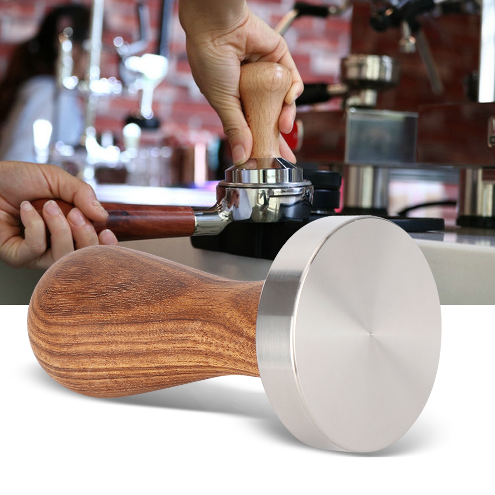 51 Mm Kaffeestampfer Aus Edelstahl Mit Holzgriff, Presswerkzeug Für Kaffeepulver Zum Heimgebrauch