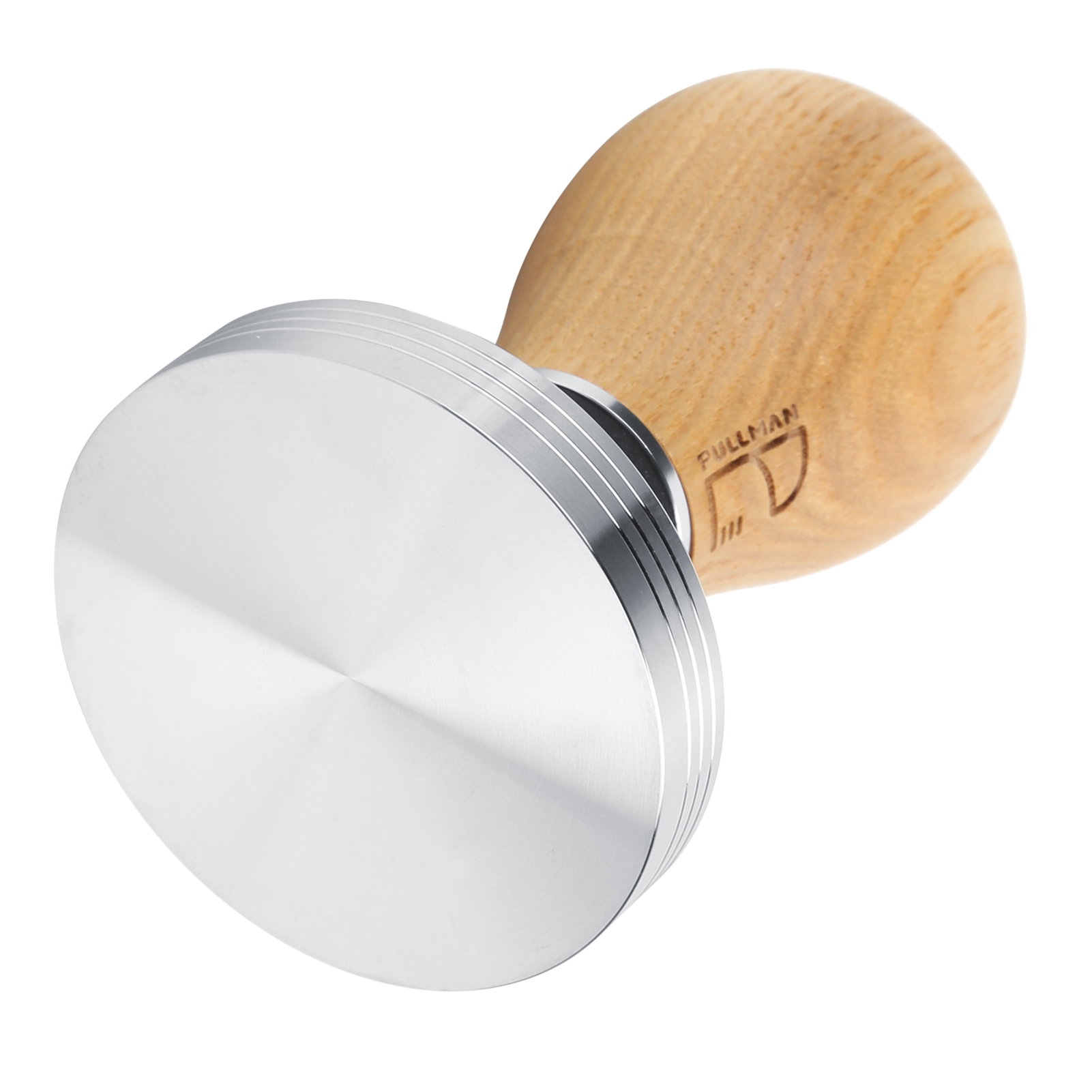 58 Mm Edelstahl-flachstampfer Für Kaffeepulver, Höhenverstellbarer Holzgriff, Helle Holzfarbe