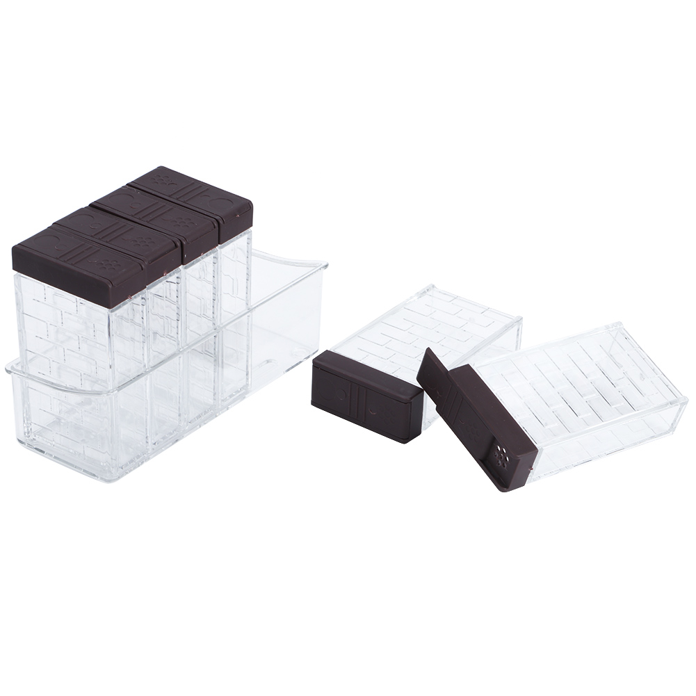 6-teiliges Set Gewürzbox-topf-set Mit 2-wege-deckelöffnung Und Zwei Löchern, Inklusive Unterbau, Küchenhelfer