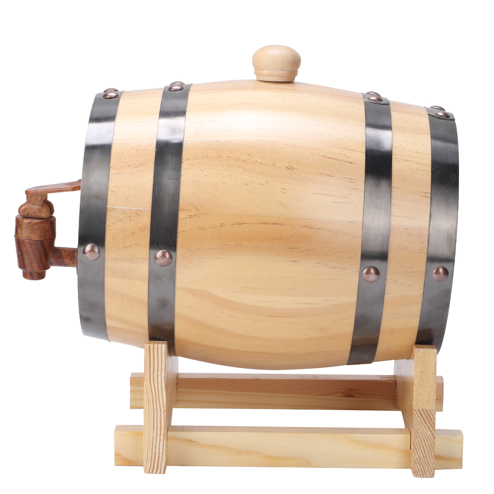 1,5-liter-mini-weinfass Aus Kiefernholz Für Den Haushalt, Bierbrauanlage Aus Holz, Holzfarbe, 1,5 Liter