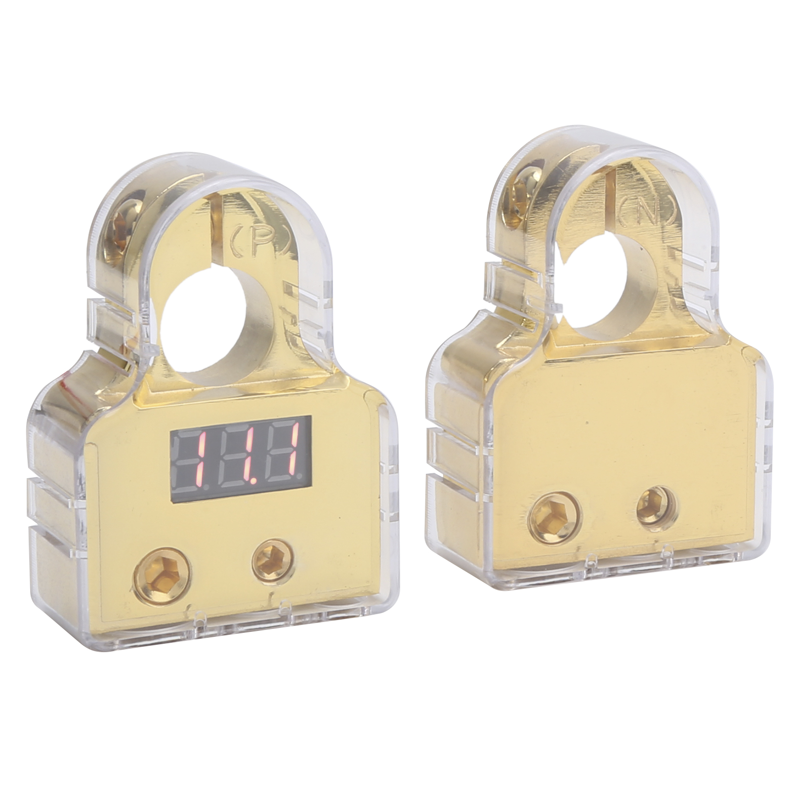 Batterieklemmen-set Mit Digitaler Voltmeteranzeige, Standard-0/4/8/10 Awg, Gold