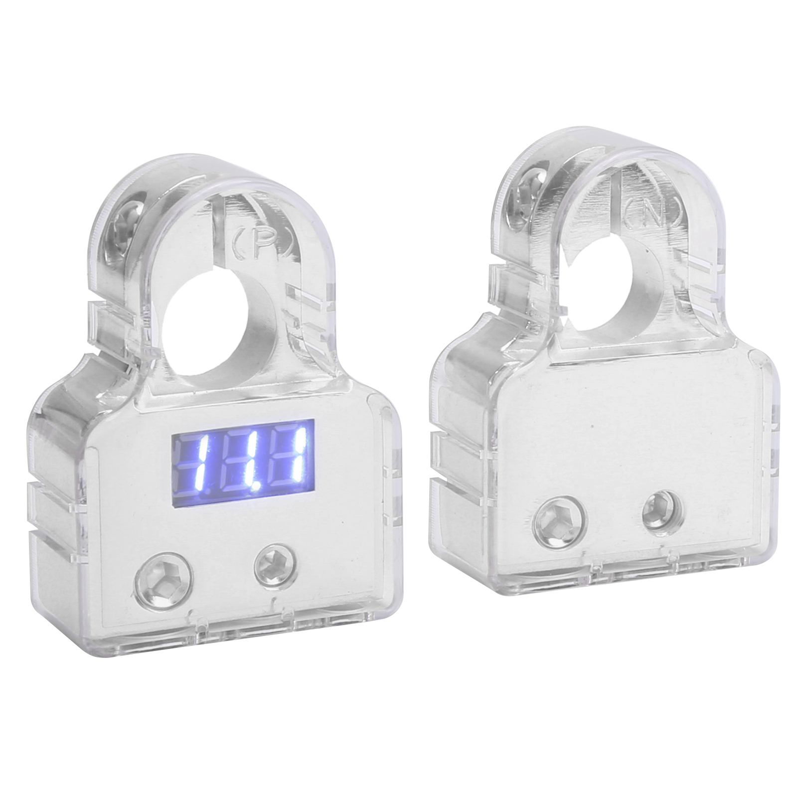 Batterieklemmen-set Mit Digitaler Voltmeteranzeige, Standard-0/4/8/10 Awg-anschlüsse, Silberfarben
