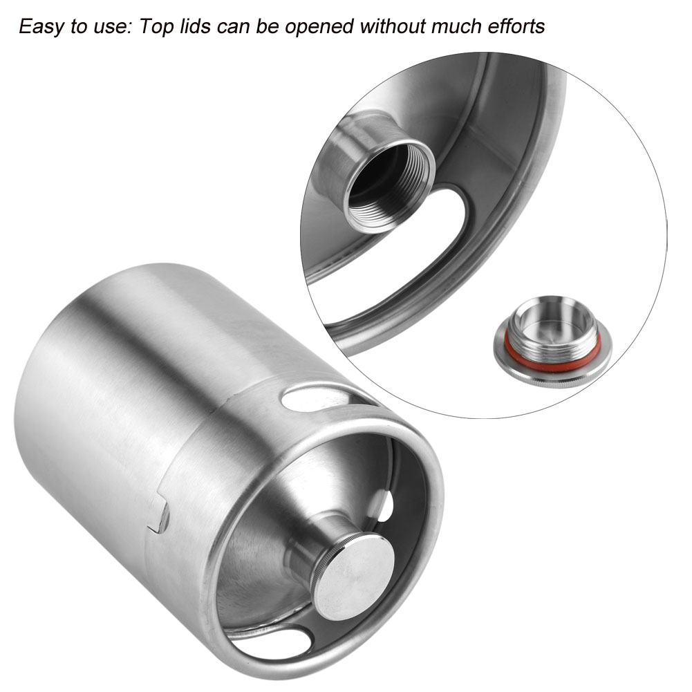 Mini-bierfass Aus Edelstahl Mit Spiraldeckel, Praktisch Für Zuhause Und Hotel (2 L)