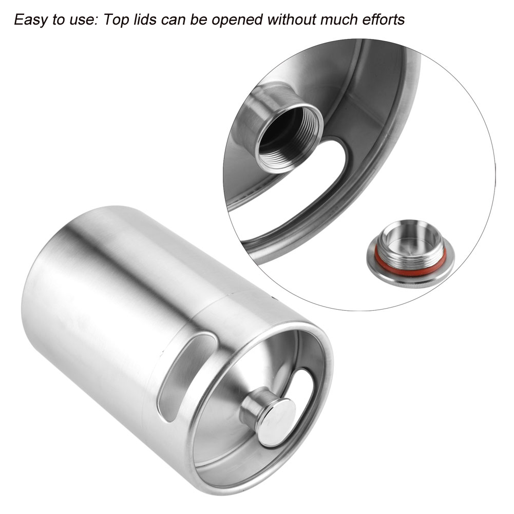 Mini-bierfass Aus Edelstahl Mit Spiraldeckel, Praktisch Für Zuhause Und Hotel (5 L)