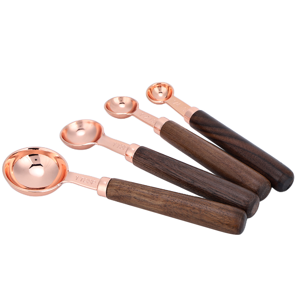 4-teiliges Set Messbecher Und Messlöffel Aus Roségoldenem Edelstahl Für Den Haushalt, Küche Und Backbedarf