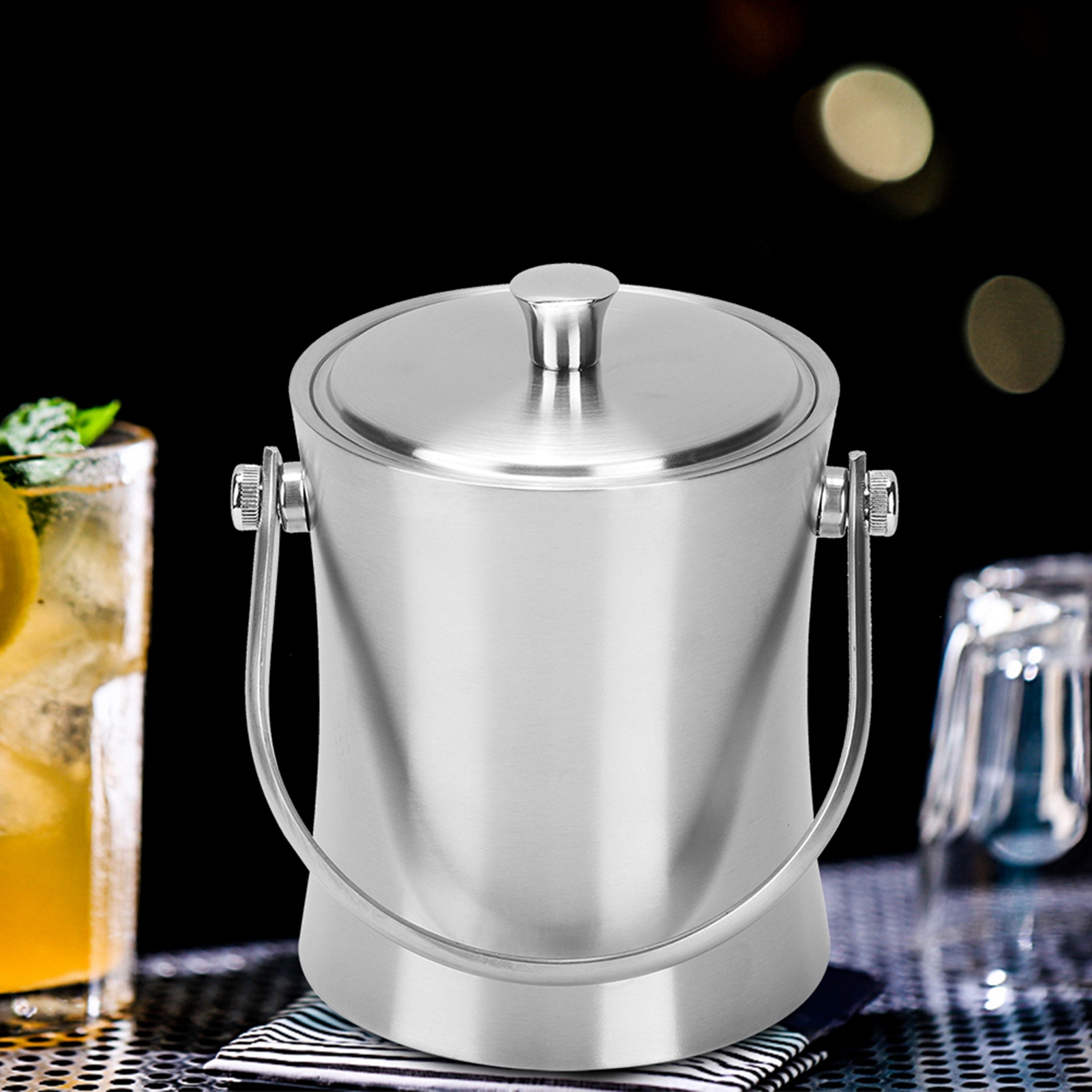 1-liter-eiskübel Aus Edelstahl Für Den Haushalt, Geeignet Für Bier, Champagner, Fässer, Flaschen Und Wein, Utensilien