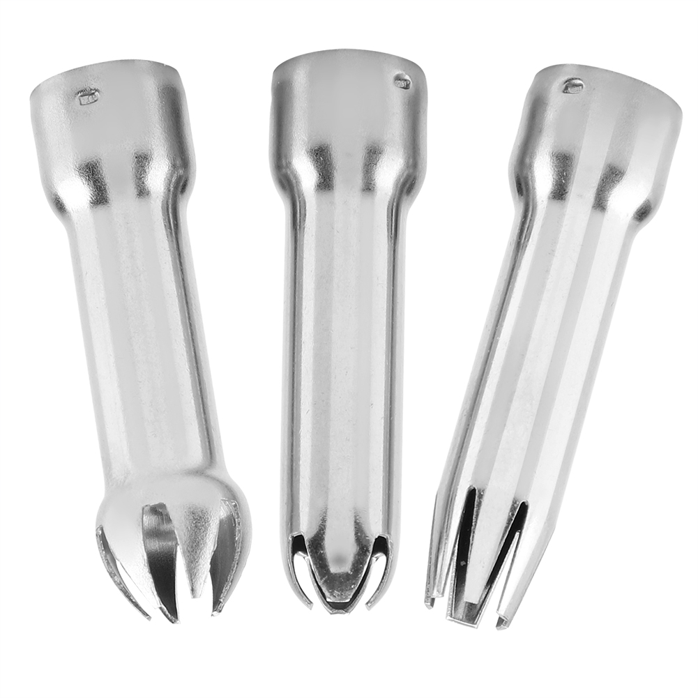 3-teiliges Set Aus Robustem Und Sicherem Edelstahl-sahne- Und Spritztüllen Für Kuchendekoration Und Backen