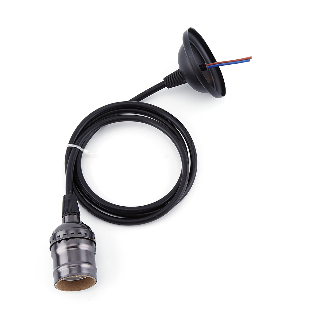 Retro-e27-lampenfassung Für Stehlampen, Perlschwarz, Mit Kabel, Ohne Schalter