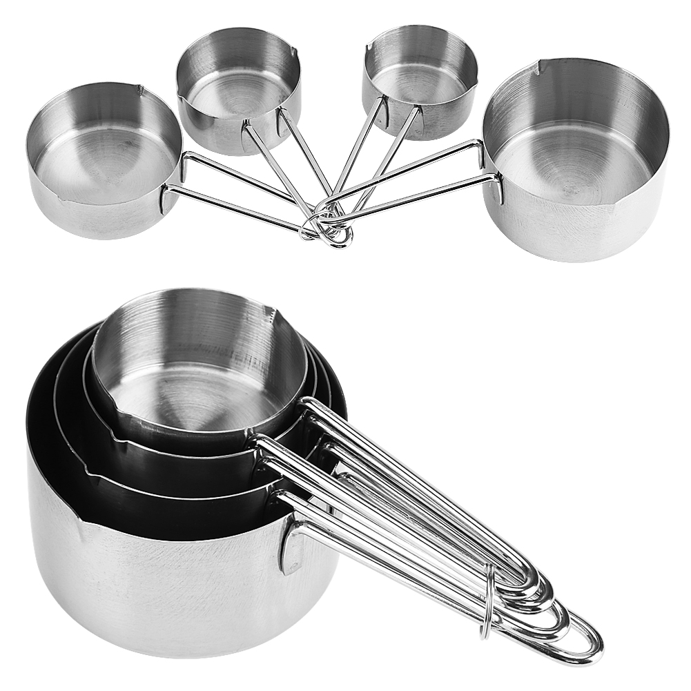 8-teiliges Set Messbecher Und -löffel Aus Edelstahl Für Zucker, Kaffee, Milch – Küchenhelfer Und Backutensilien