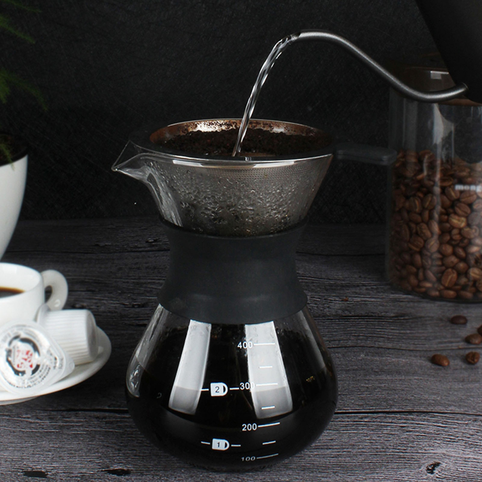Manuelle Filterkaffeemaschine Mit Glaskanne Und Edelstahlfilter