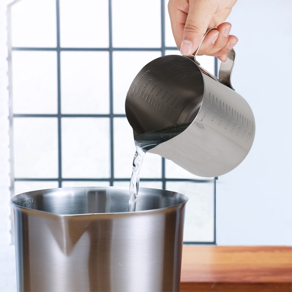 Messbecher Aus Edelstahl, Kaffeekännchen, Milchaufschäumkännchen, Espressokännchen (1000 Ml)