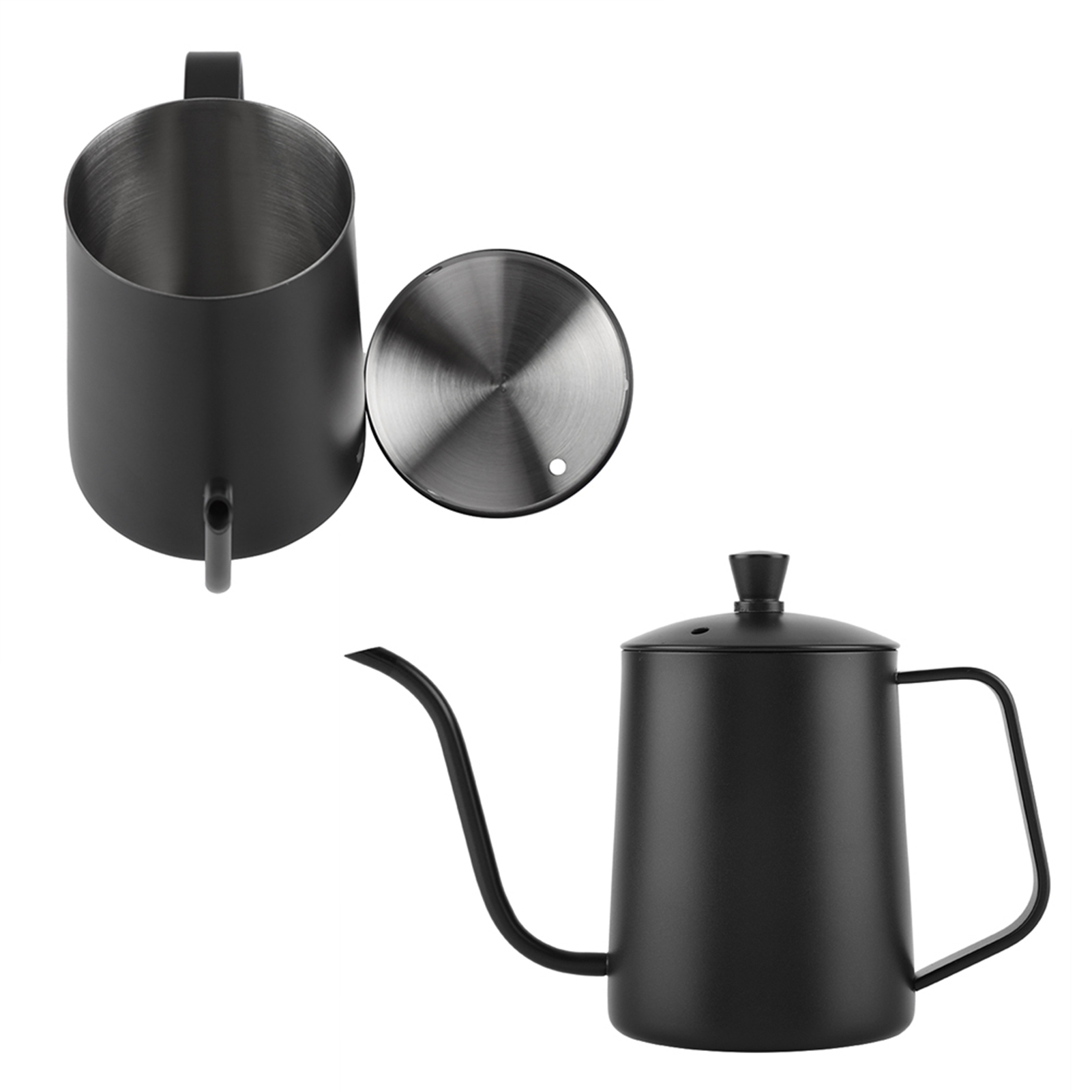 550 Ml Edelstahl-kaffeekanne Mit Langem Schwanenhals Und Deckel Für Küche Und Café