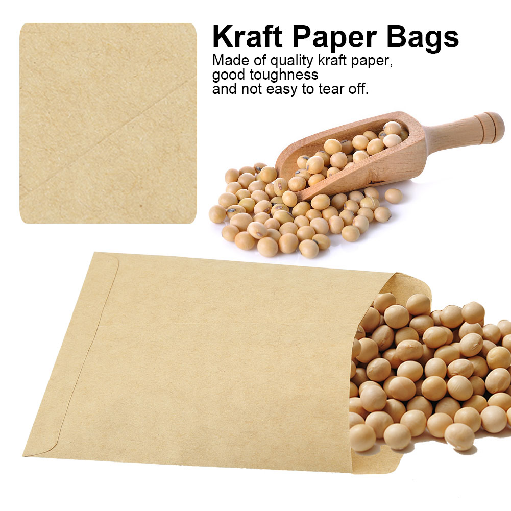 100 Stück Kraftpapiertüten Für Mais, Weizen Und Reis, Verpackungsbeutel Im Umschlagstil, 9 X 13 Cm