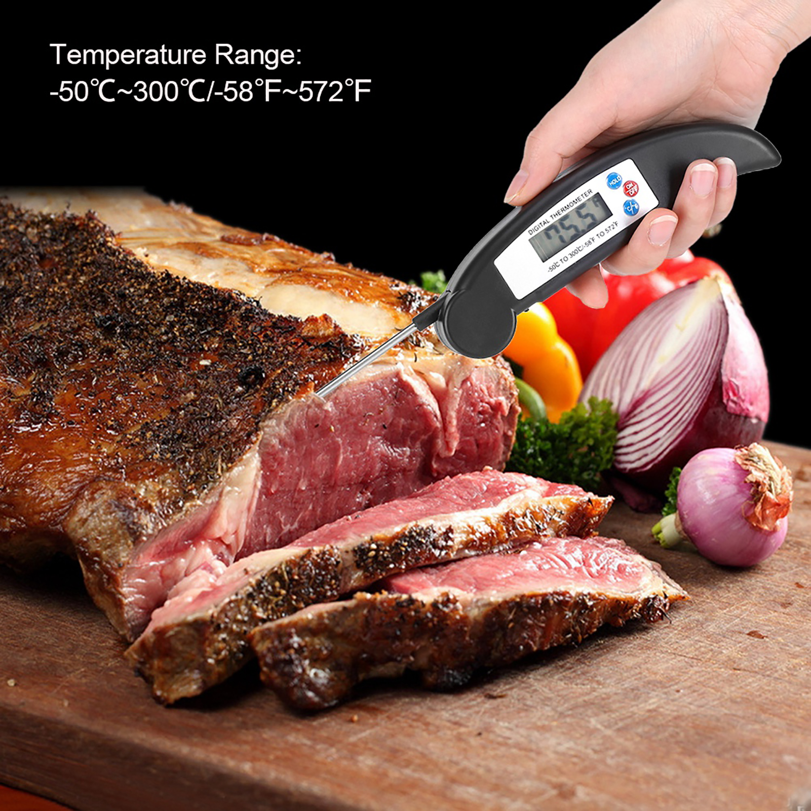 Küchenthermometer Mit Einstich Für Grillfleisch, Schwarz