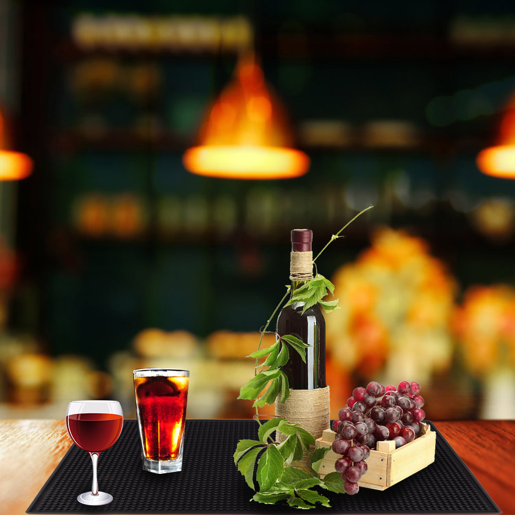 Tropfmatten Für Cocktails, Teetassen Und Becher, Wasserdichte Küchen- Und Barmatte (schwarz, Große Ausführung)