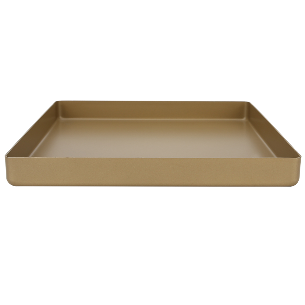 Quadratisches Backblech Aus Goldfarbener Aluminiumlegierung, Antihaftbeschichtet, 28 X 28 X 3 Cm, Geeignet Für Brot Und Pizza