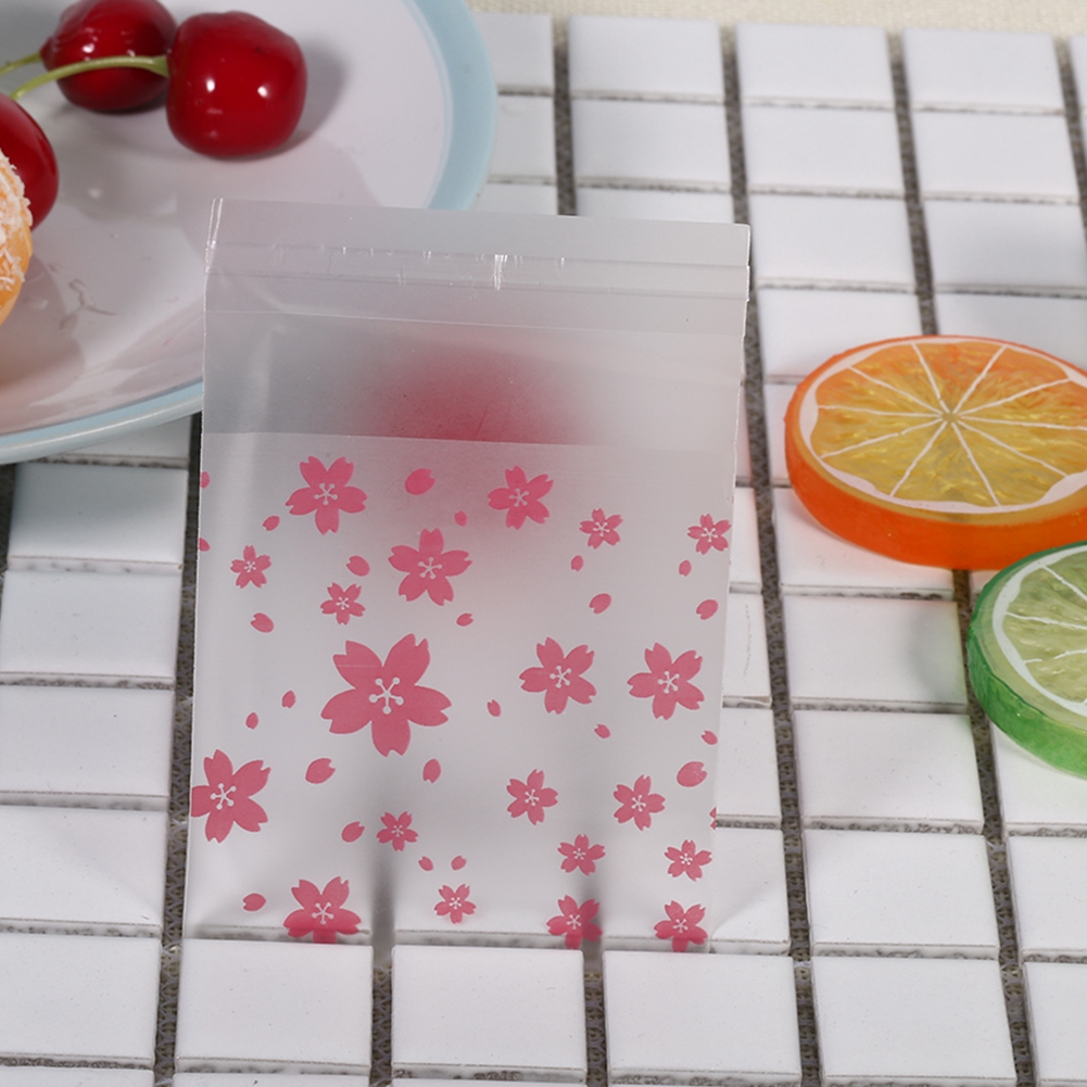 100 Stück/packung Plastiktüten Mit Blumenmuster Für Hochzeiten, Kekse, Süßigkeiten (orientalische Kirsche 7 X 7 Cm)