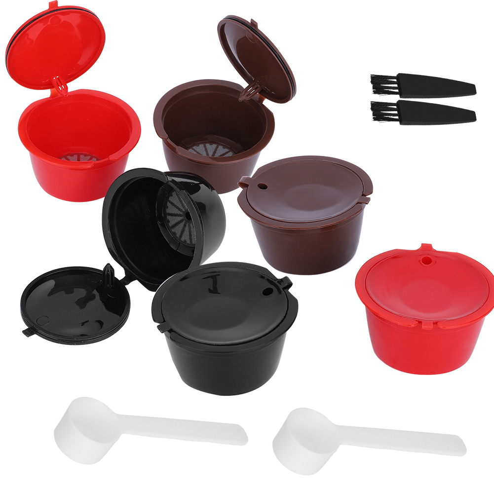 Wiederverwendbarer, Nachfüllbarer Kaffeekapsel-filterbecher Mit Löffel Und Pinselset – Café-werkzeuge Für Dolce Gusto