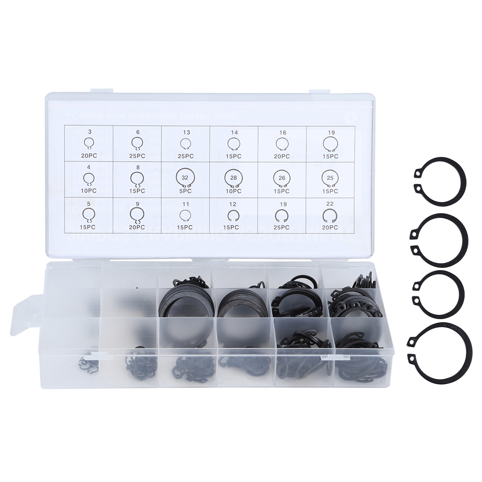 300-teiliges Sortiment An E-clip-sicherungsringen (2–32 Mm)