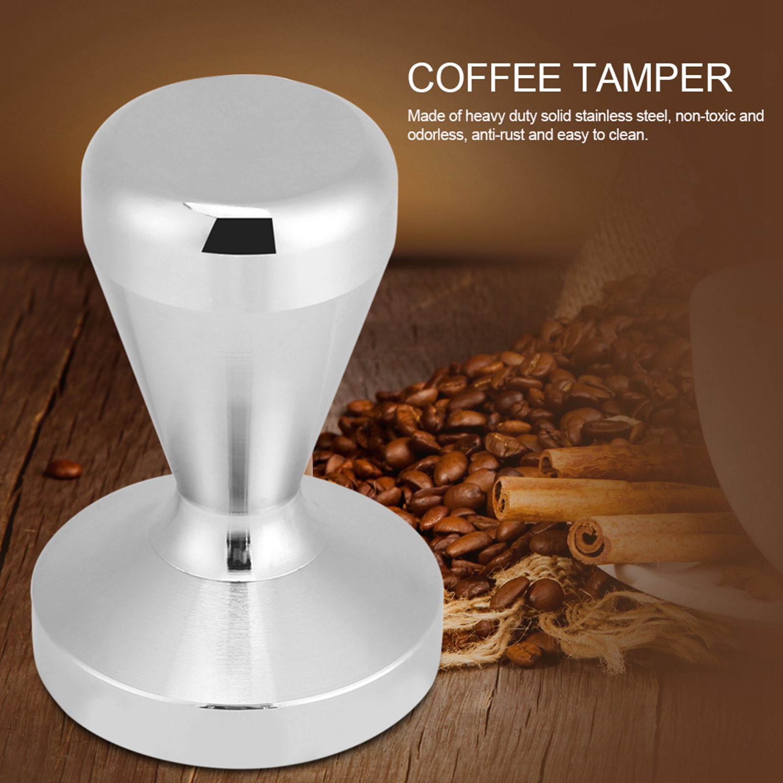 57,5 Mm/49 Mm Edelstahl-kaffeetamper Mit Flacher Basis, Presswerkzeug Für Espressobohnen, 49 Mm