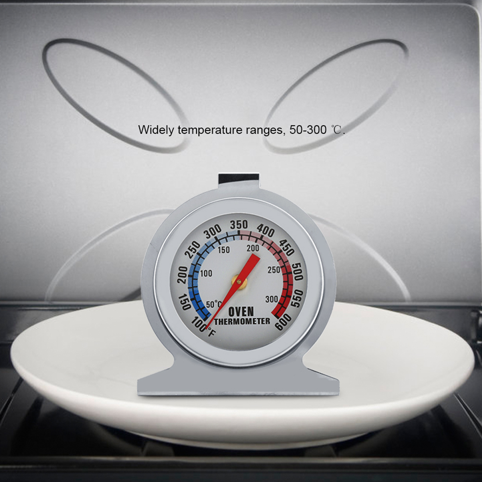 Ofenthermometer Mit Zeigeranzeige Aus Edelstahl Zur Messung Der Lebensmittel- Und Fleischtemperatur (50-300℃)