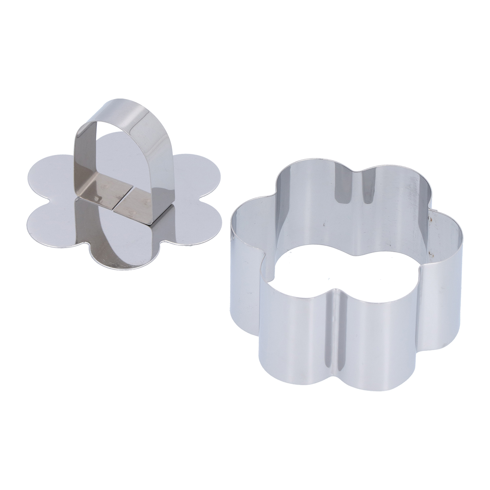 Tortenmousse-ringform Aus Edelstahl, Dessertring, Kuchenausstecher Für Salate, Gebäck, Backwerkzeug, Blume: 4 X 7,9 Cm