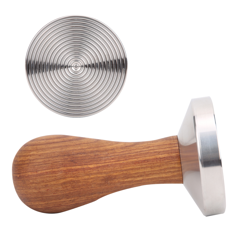 58 Mm Kaffeetamper Aus Edelstahl Mit Holzgriff – Pulverpresswerkzeug Für Cafés – Gewindeboden