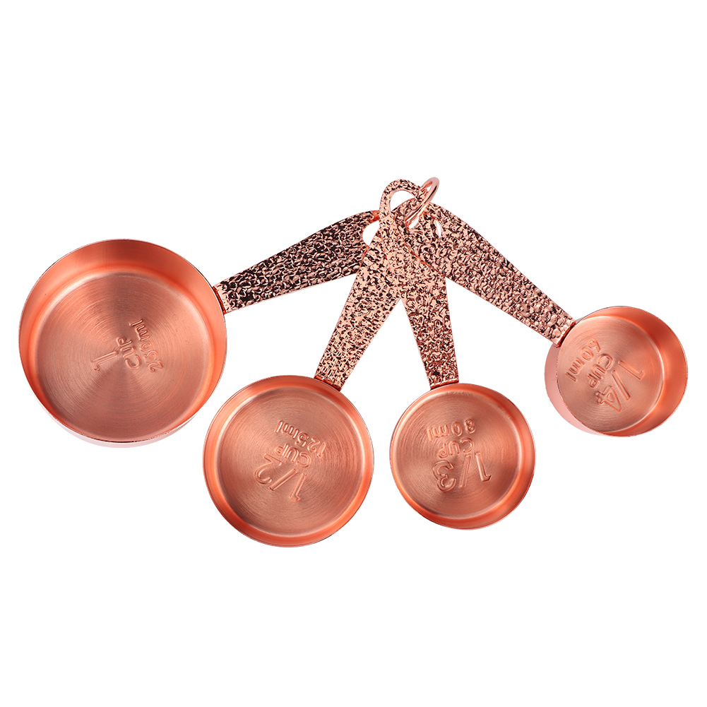 4-teiliges Set Aus Messbechern, Kaffeelöffel Und Skala Aus Roségoldenem Edelstahl Zum Backen Und Kochen
