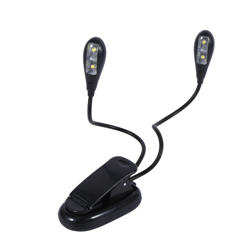 Flexible 2-arm-clip-lampe Mit 4 Leds Für Tablet- Und Bücherlesegeräte