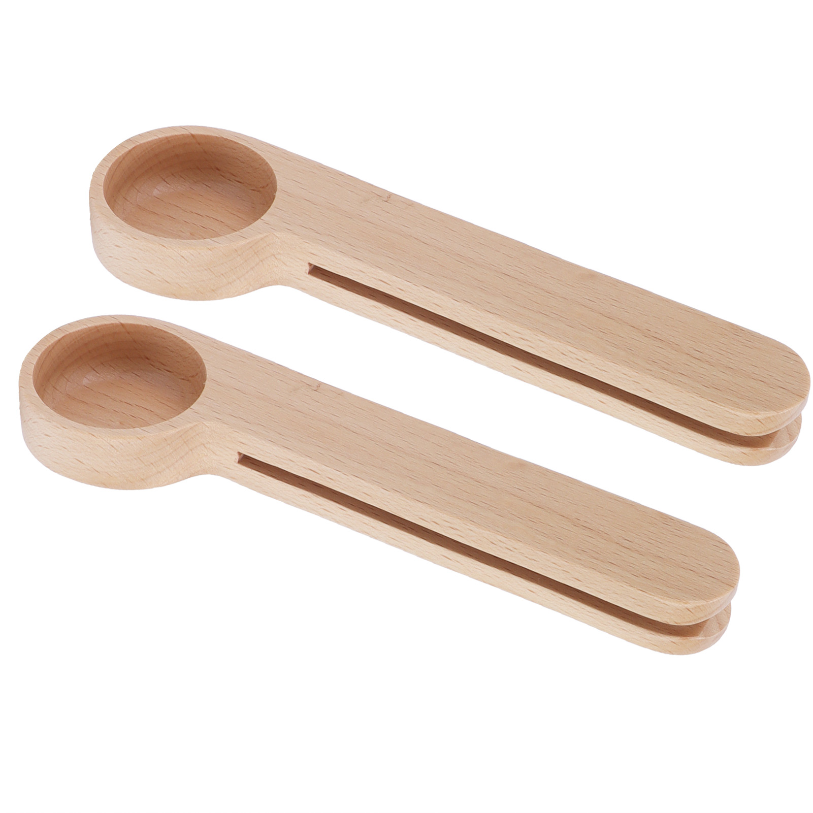 2 Stück 2-in-1-kaffeeclip Aus Holz, Messlöffel Für Lebensmittel, Snacks, Tee, Kaffeebohnen