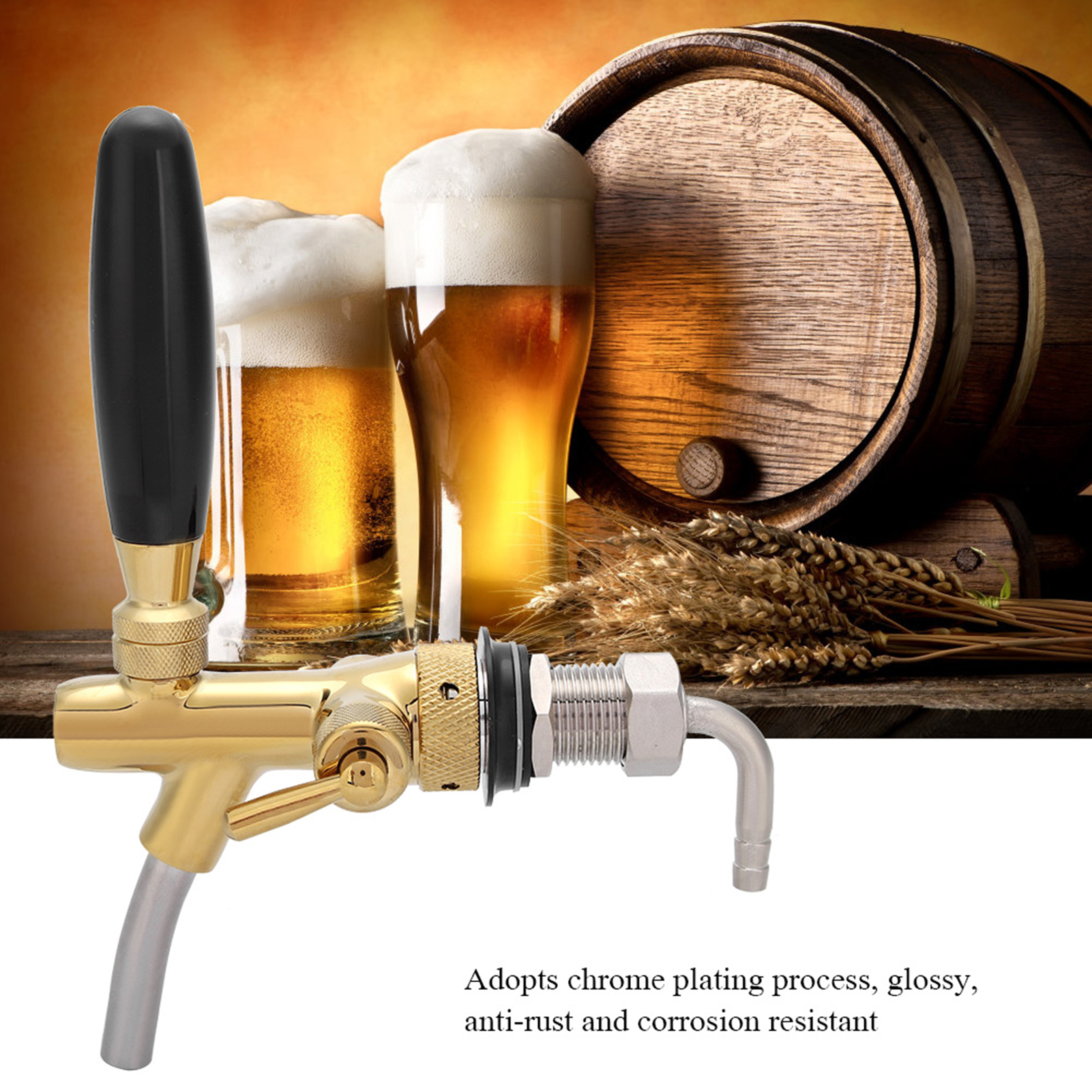 G5/8 Verchromter Edelstahl-bierzapfhahn, Verstellbar, Für Die Hausbar (gold)