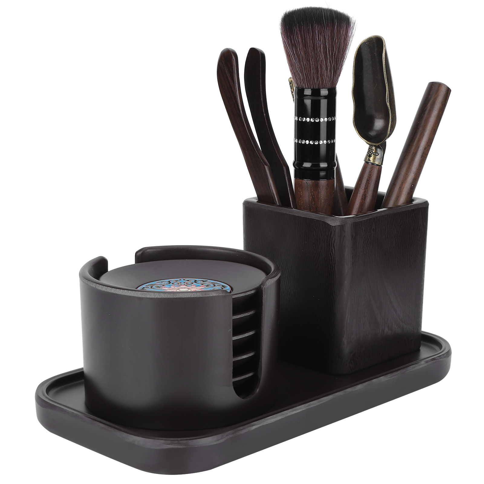 Elegantes Japanisches Teezeremonie-set Mit Untersetzer, Teetasse, Löffel, Nadel Und Clip (cyan)