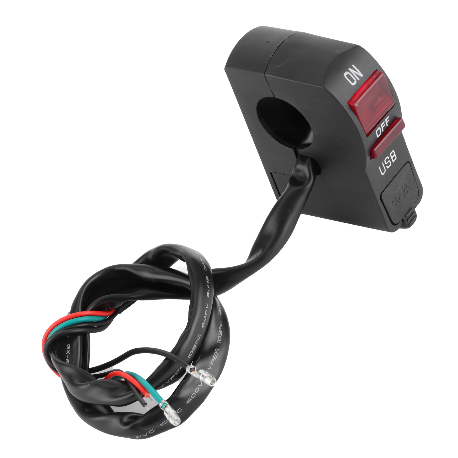 5v 2a Motorrad-scheinwerferschalter Mit Ein-/ausschalter Und Usb-ladegerät Für 0,9-zoll-lenker, Wasserdicht
