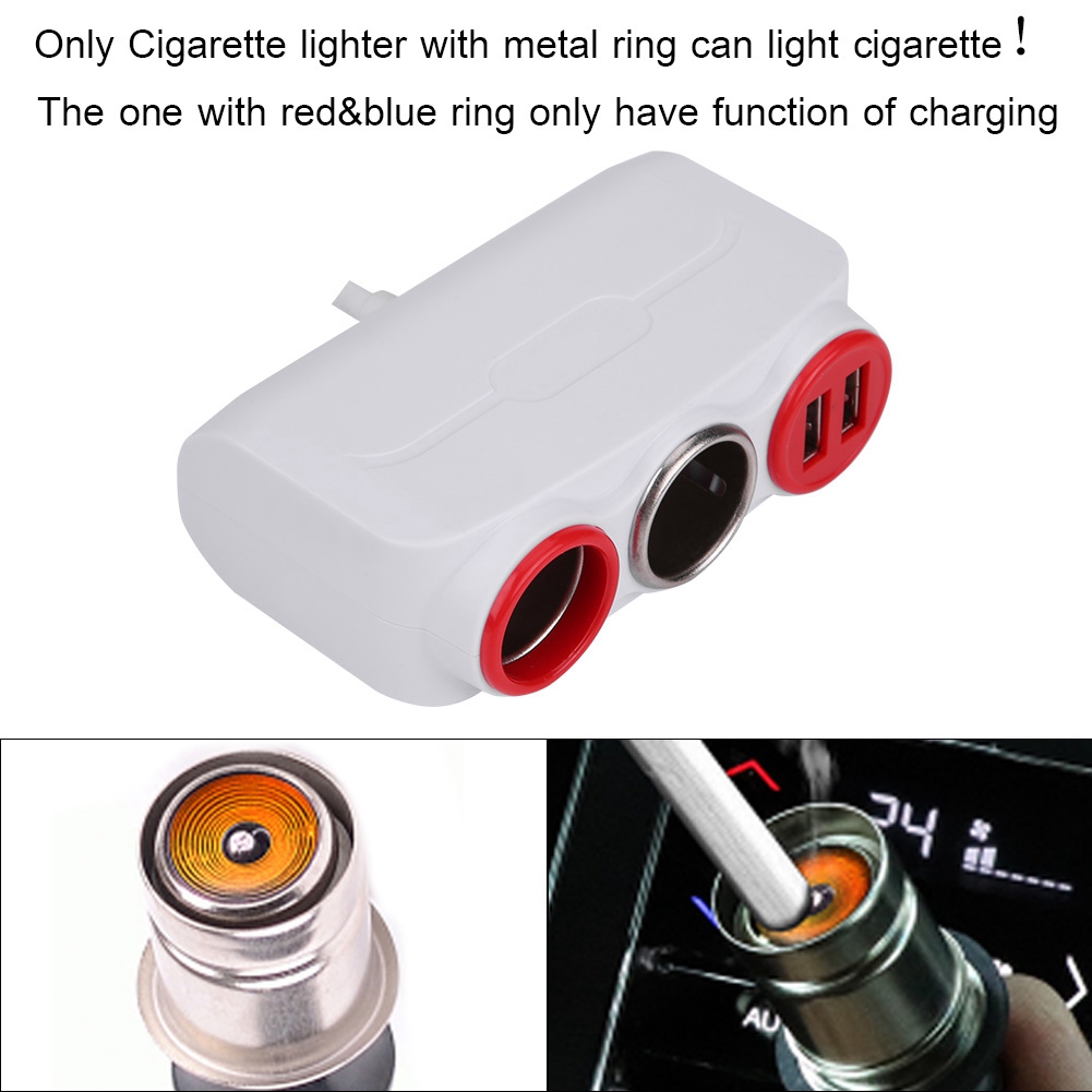 120-w-kfz-ladegerät Für Den Zigarettenanzünder, Zwei Usb-anschlüsse Mit Automatischer Stromwiederherstellung, Sicherheitsabschaltung, Weiß/rot