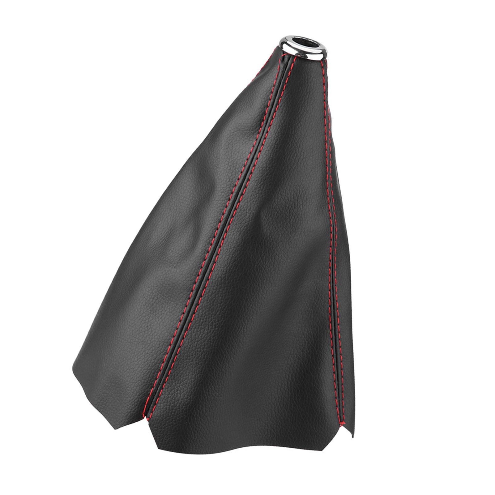 Universelle, Glänzend Schwarze Schalthebelmanschette Aus Pu-leder Mit Roten Ziernähten, Hebelabdeckung