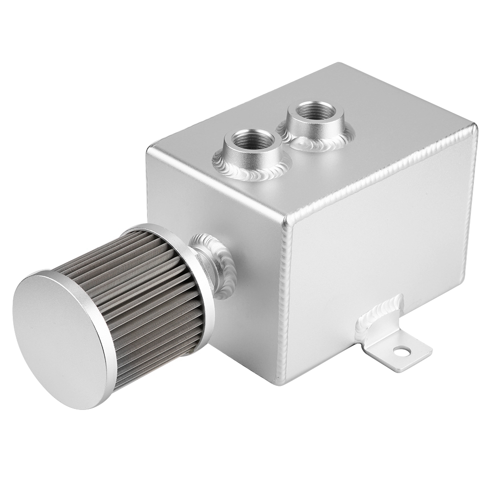 Universeller 2-liter-ölabscheider Aus Silbernem Aluminium Mit Luftfilter Und Auffangbehälter Für Getunte Fahrzeuge