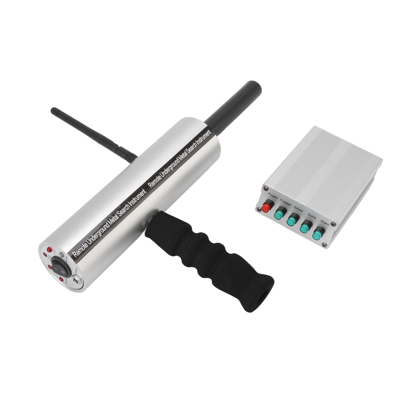 Unterirdischer Aluminium-metalldetektor, 15 M Tiefe, Silber, Einzelantenne, 1000 M Reichweite, Schatzsucher, 100–240 V Eu-stecker