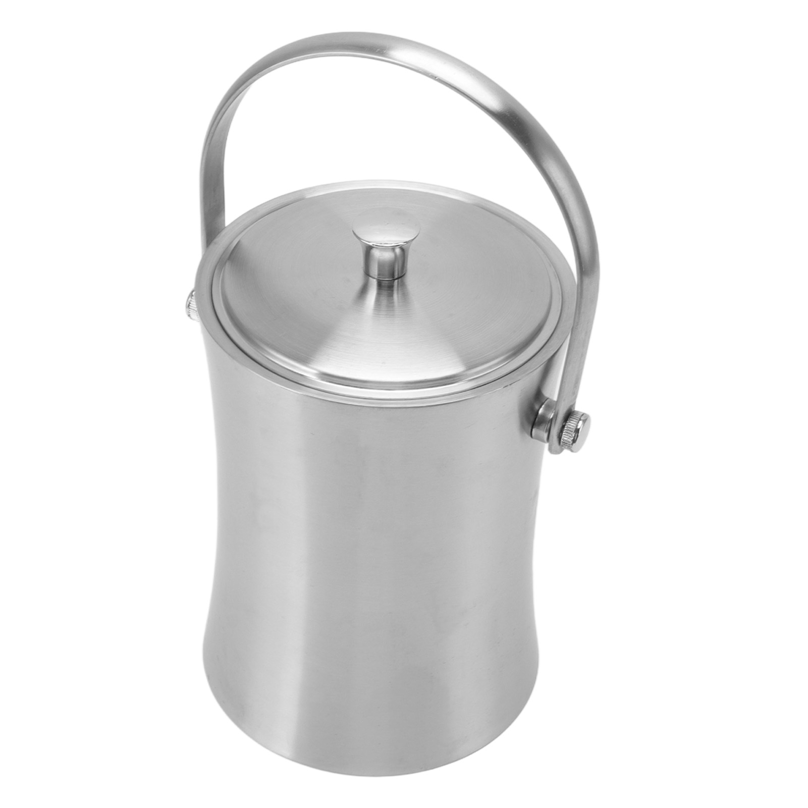 Doppelwandiger Eisbehälter Aus Edelstahl, 1 L, Mit Deckel Und Trennwand Ovaler Champagnerkühler Aus Silber