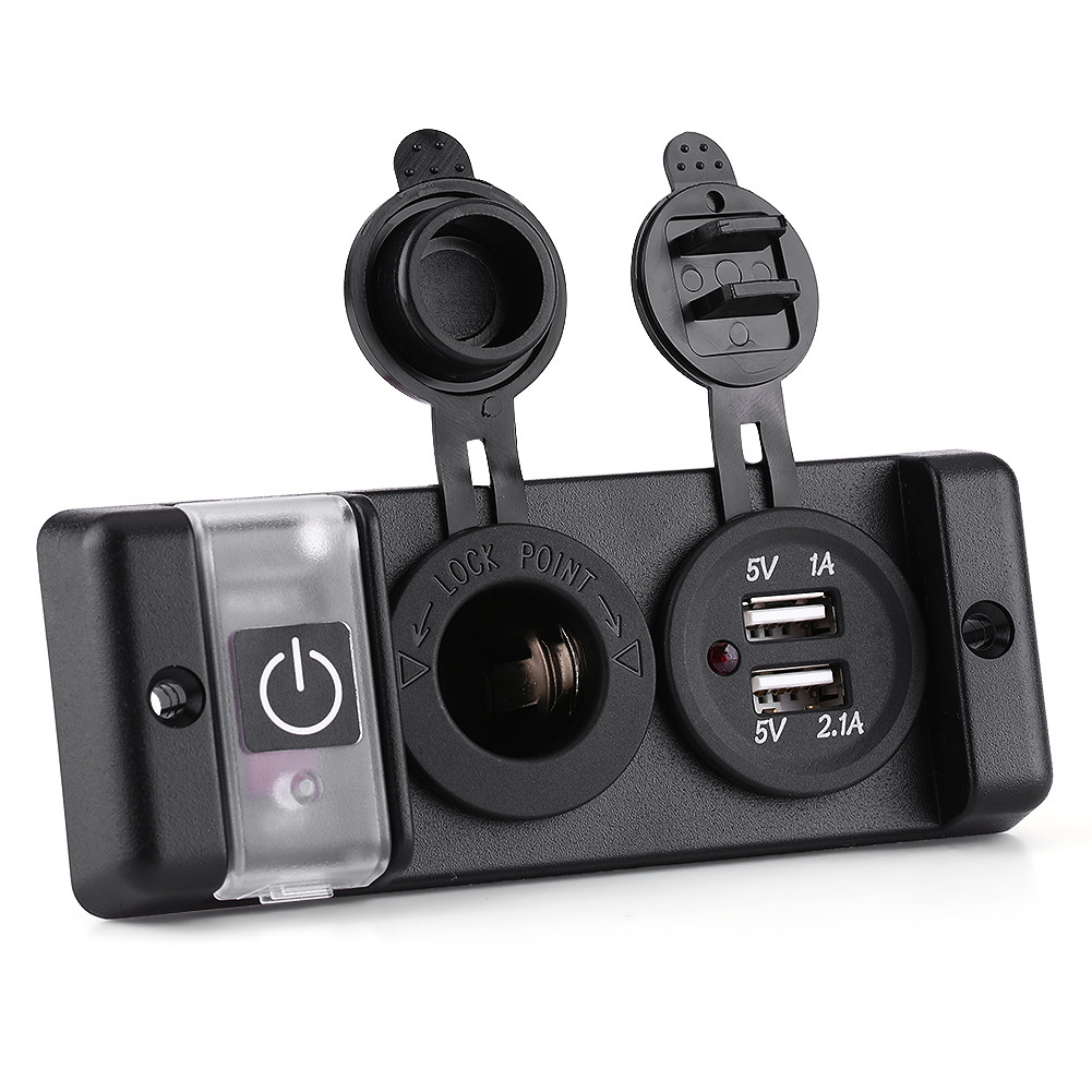 12v Wasserdichter Zigarettenanzünder Mit Zwei Usb-buchsen Und Schalter Für Auto, Wohnmobil, Boot, Schiff