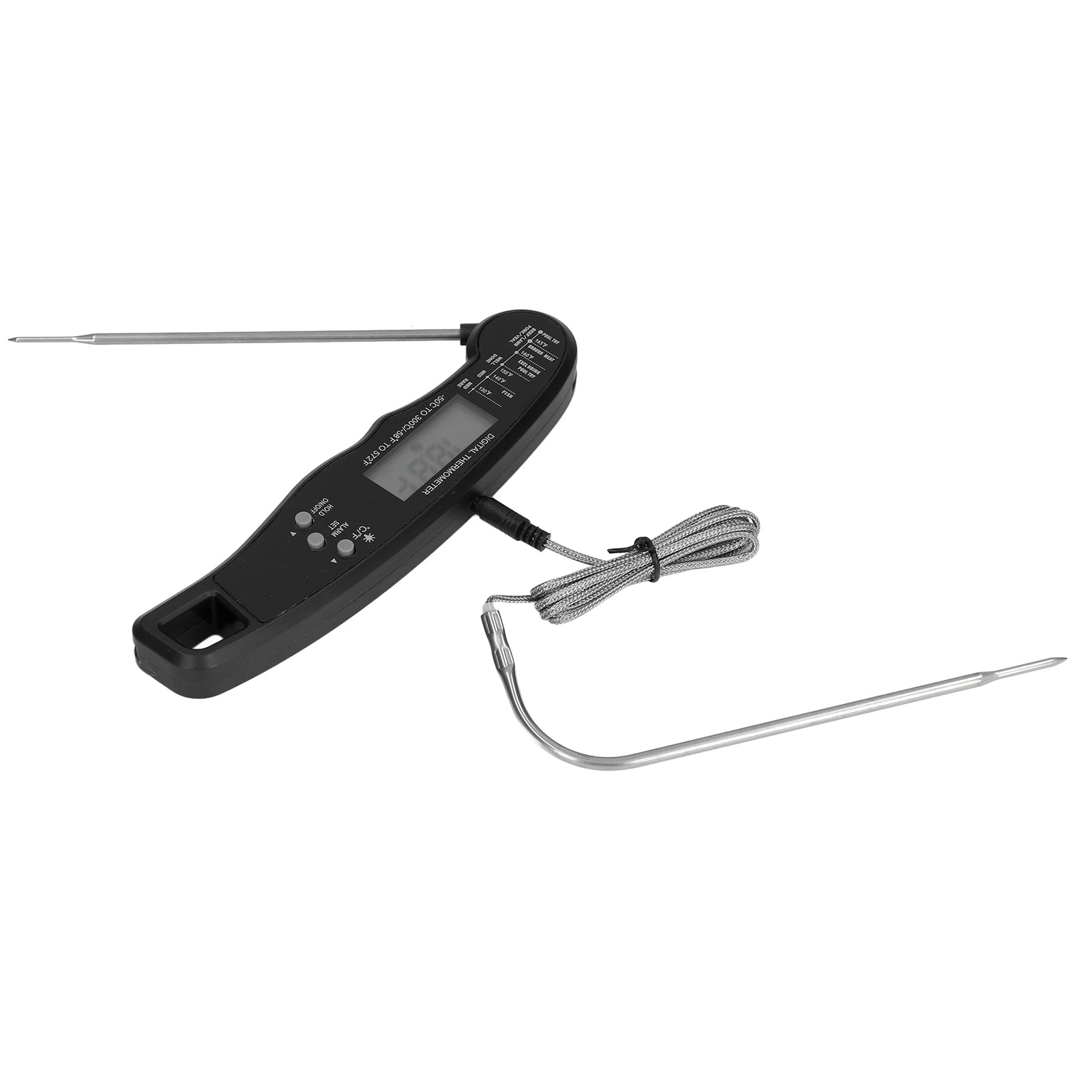 Zweipunkt-bratthermometer, Multifunktions-fleischthermometer, Lebensmittelthermometer Mit Großem Digitaldisplay, Mit Eingebauter Batterie, Schwarz.