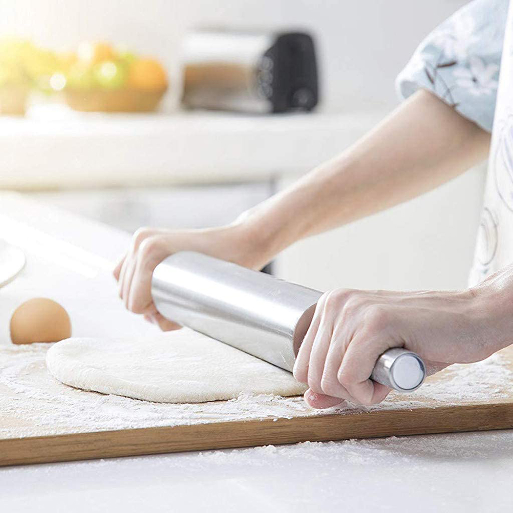 43 Cm Langes Nudelholz Aus Edelstahl Für Die Küche – Mehlnudelholz, Kuchennudelholz, Backutensil