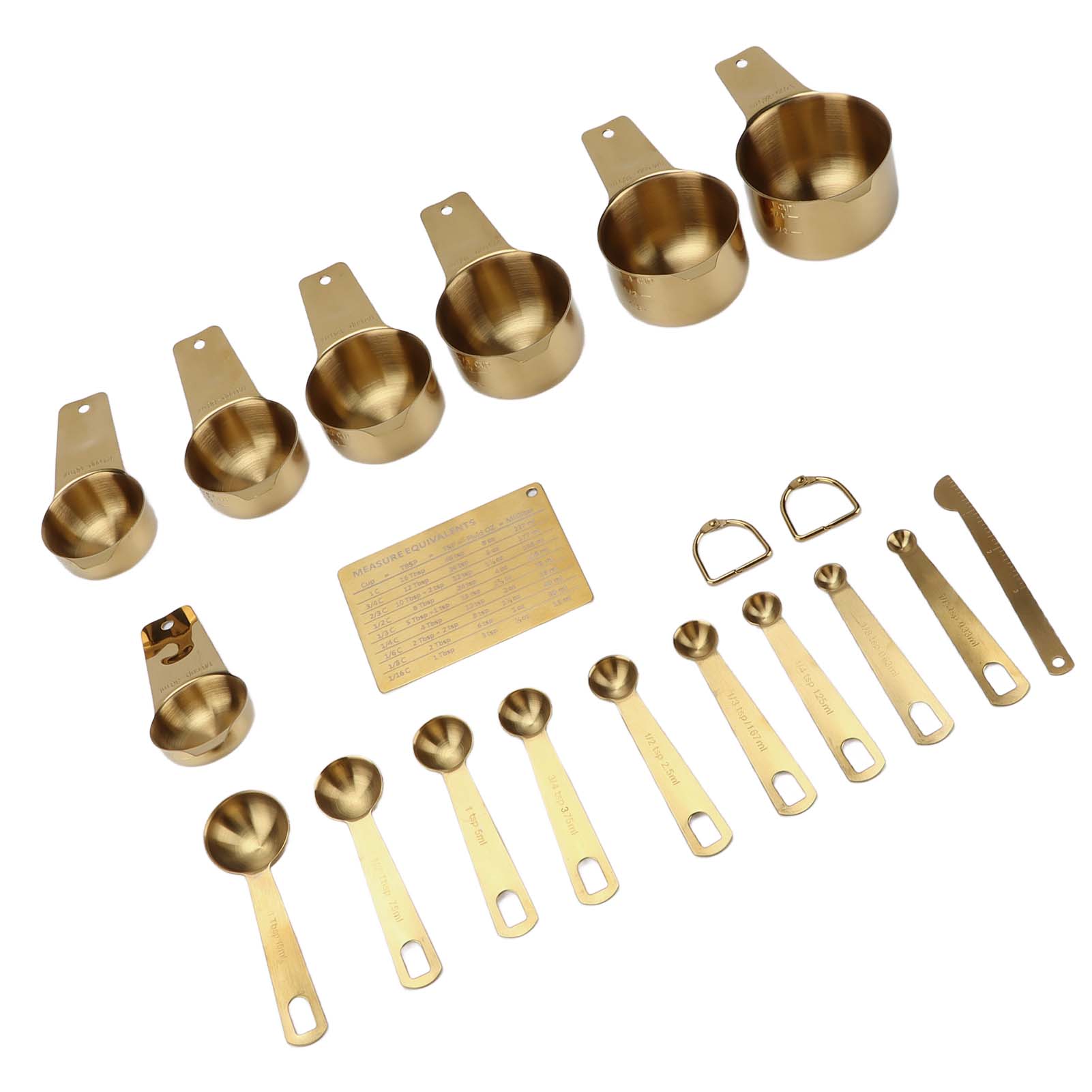 Goldene Messlöffel Aus Edelstahl, Set Mit 18 Tassen Und Messlöffeln, Backutensilien