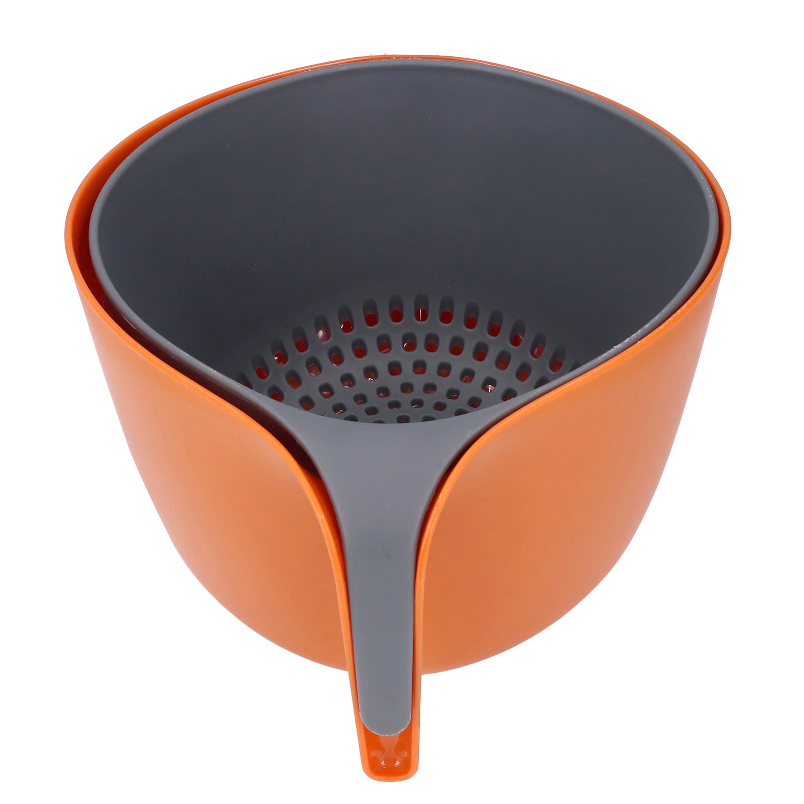 Doppelwandiger Orangefarbener Plastik-waschkorb, Obstschale, Salatschüssel, Gemüsesieb, Abtropfschale Mit Tropfschale