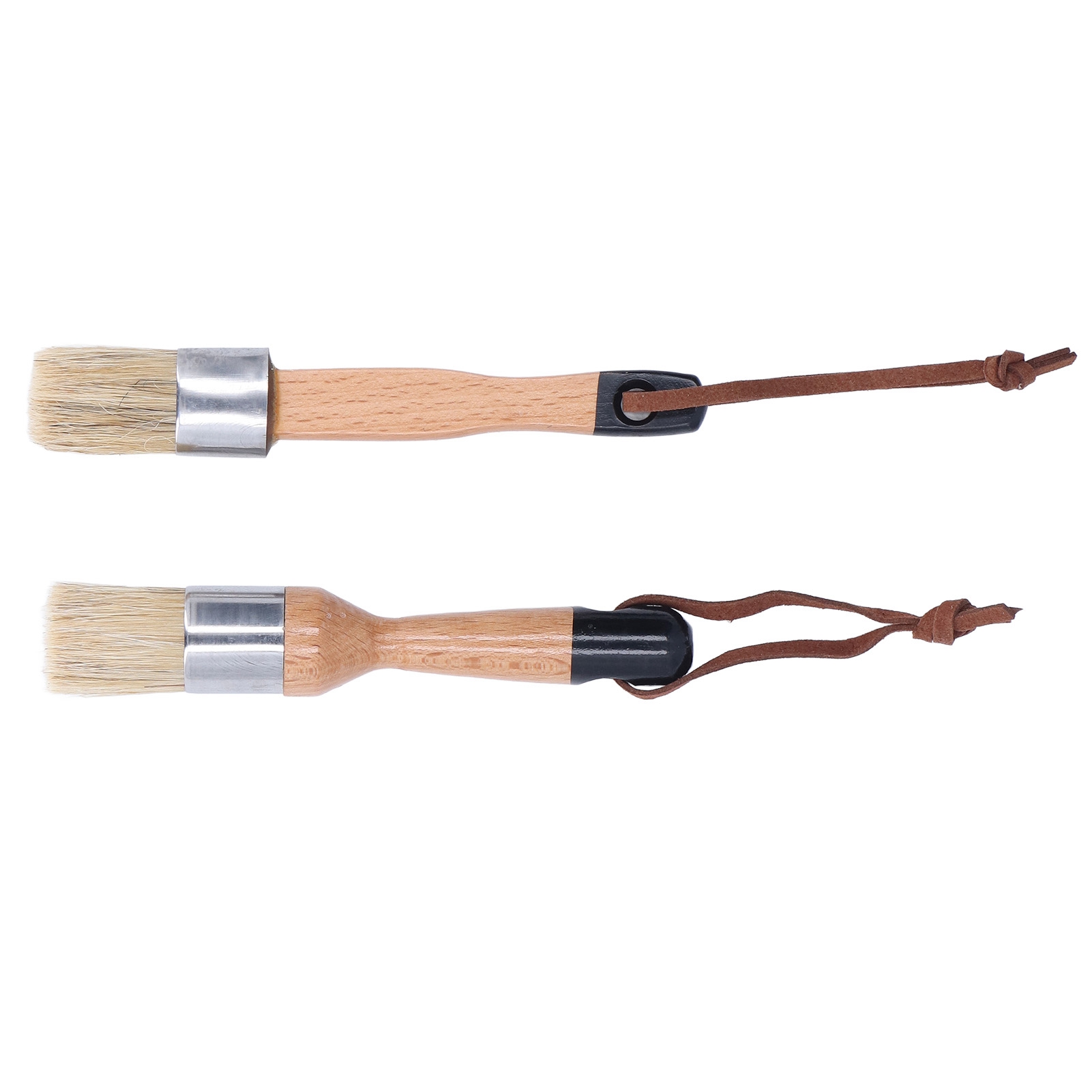 Set Mit 2 Runden 1-zoll-pinseln, Malpinsel Mit Reinen Wildschweinborsten, Schwarzer Wachspinsel