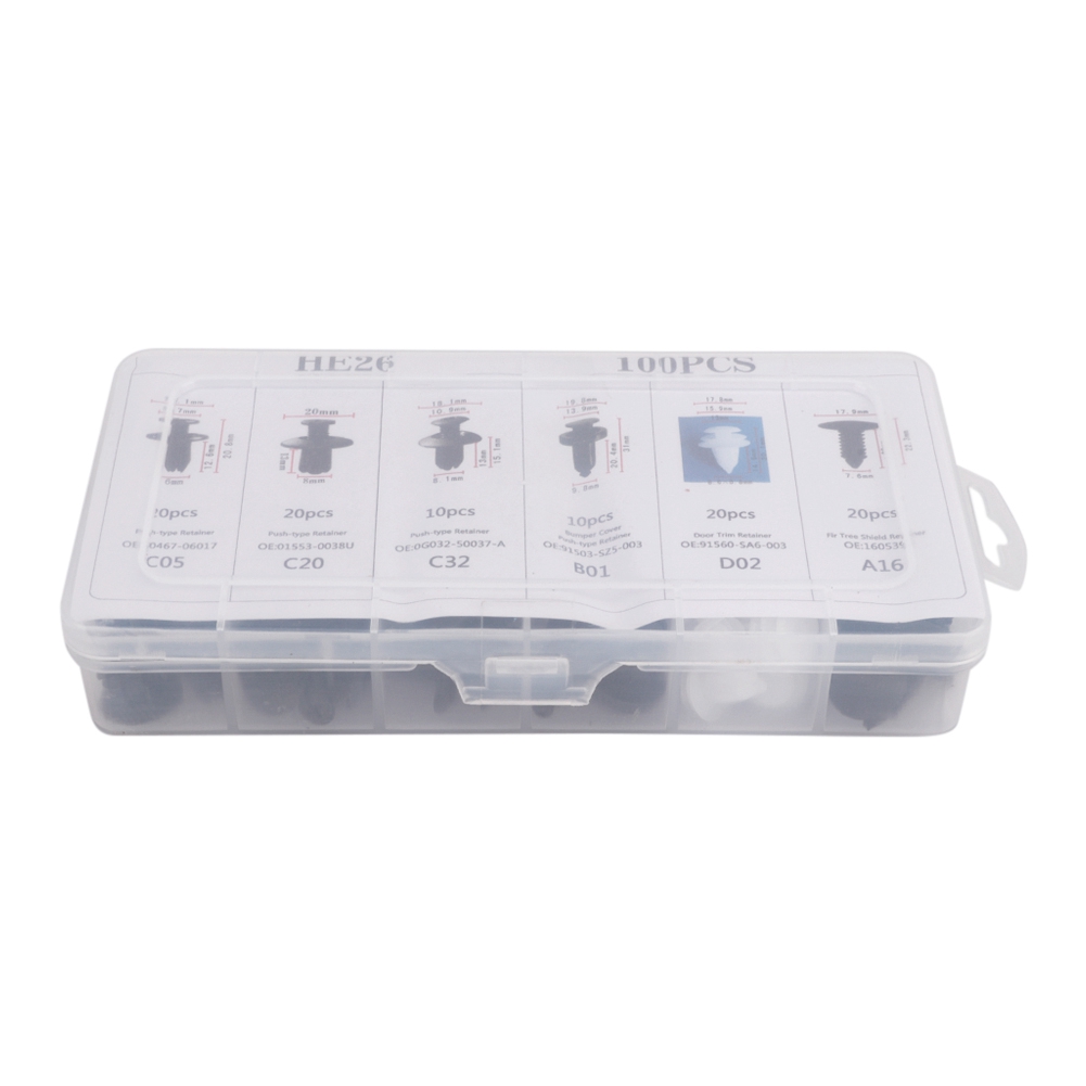 100 Universalclips Für Autotürverkleidungen, Stoßstangenclips, Druckknopfbefestigungen, Nietset