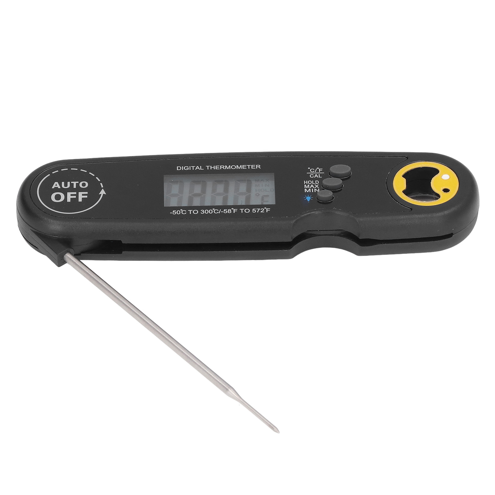 Schwarzes, Wasserdichtes Und Faltbares Lebensmittelthermometer 361a Mit Schneller Elektronischer Sonde Für Fleisch, Grillgut Und Zum Kochen, Mit Eingebautem Akku