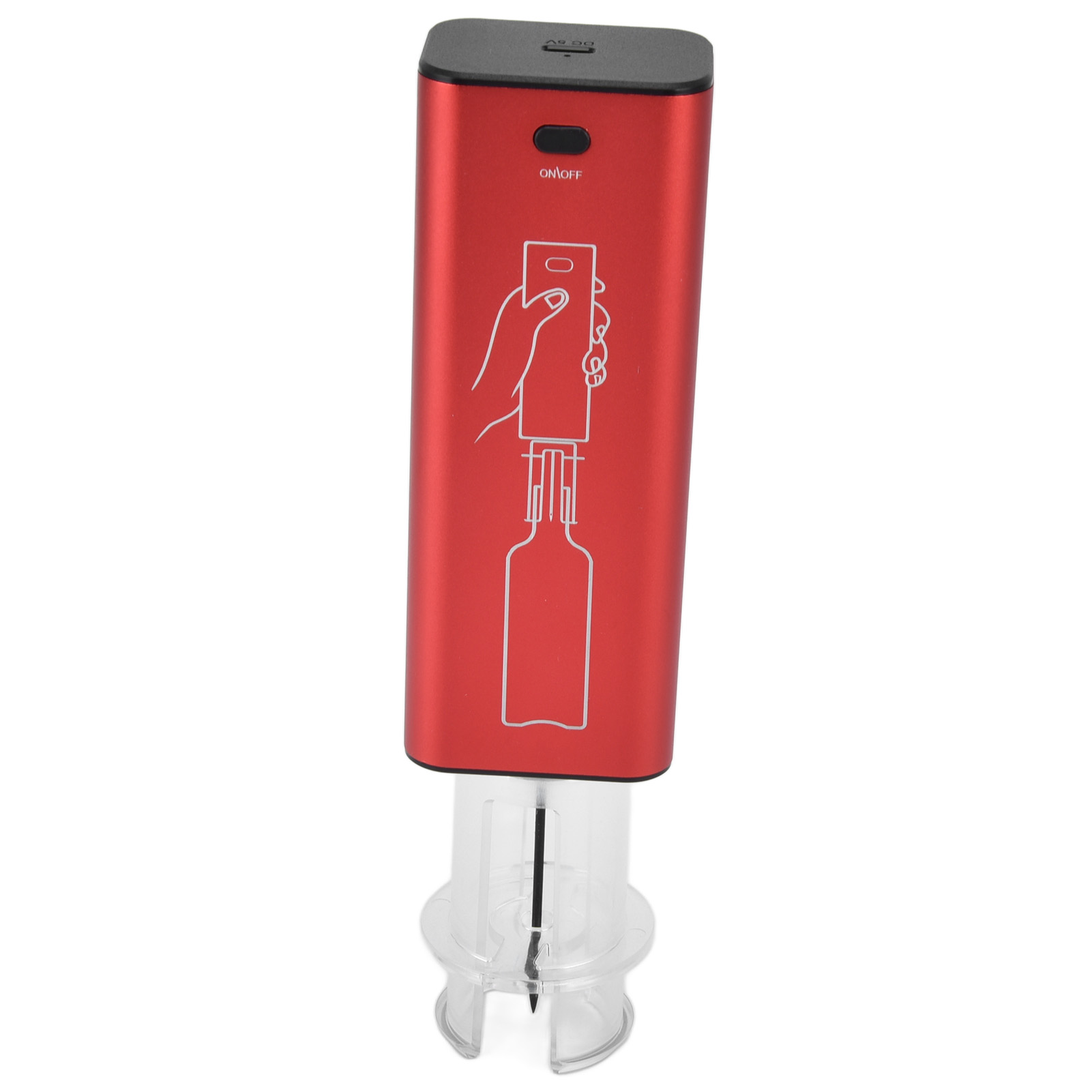 Elektrischer Schnellkorkenzieher Für Rotwein, Wiederaufladbar, Aluminium, Multifunktional, Mit Integriertem Akku, Rot