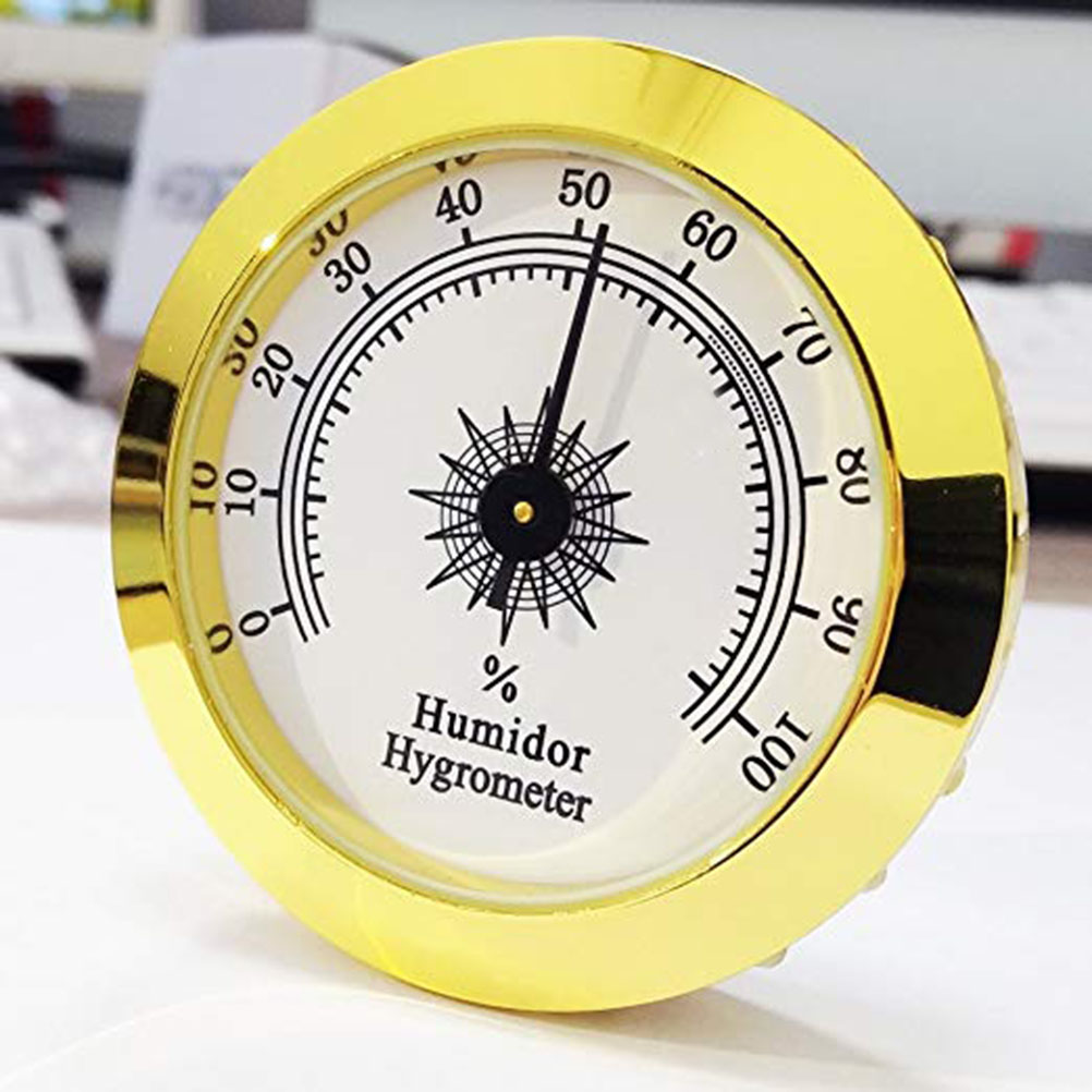 Rundes, Goldenes Analoges Hygrometer Für Luftbefeuchter, Zigarrenkiste, Geige, Gitarre, Tabak
