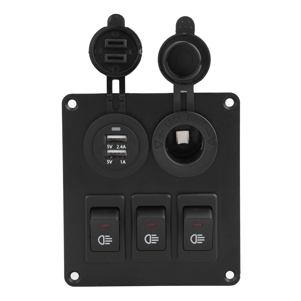 Einfacher Grüner Led-schalter, 3+2 Marine-kombination + Rotes Zigarettenanzünder-ladegerät